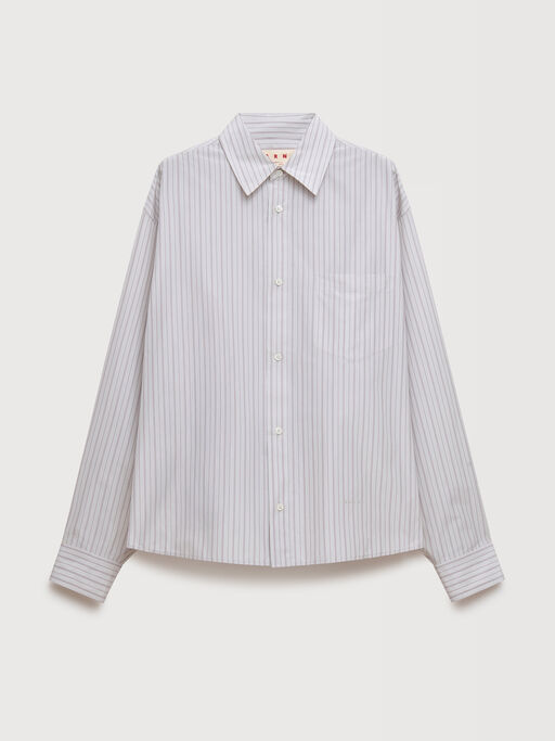 White techno poplin shirt with thin stripe - Shirts