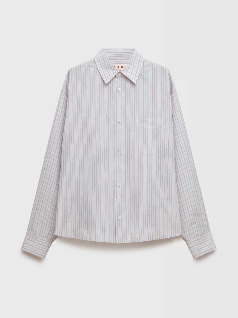 White techno poplin shirt with thin stripe, Image 1