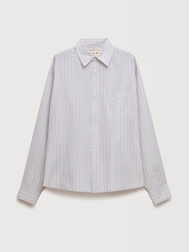 White techno poplin shirt with thin stripe - Shirts