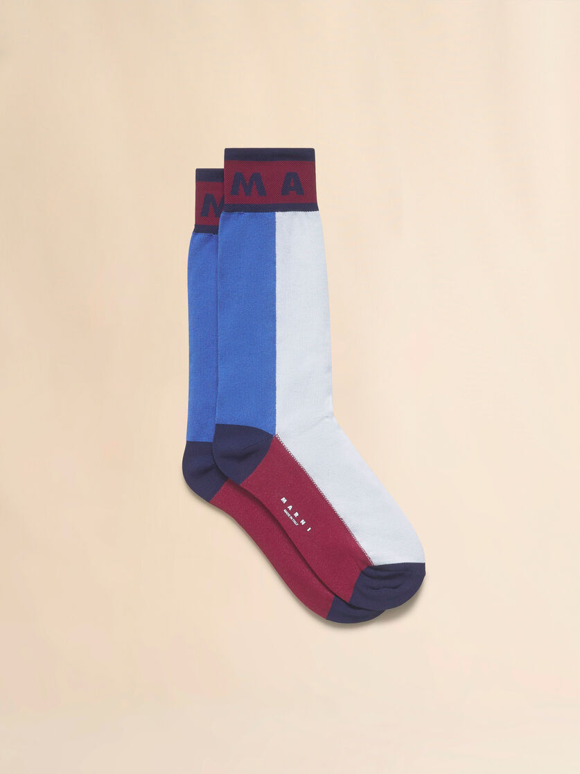 ブルー カラーブロック コットン製ソックス
ン製ソックス - ソックス - Image 1