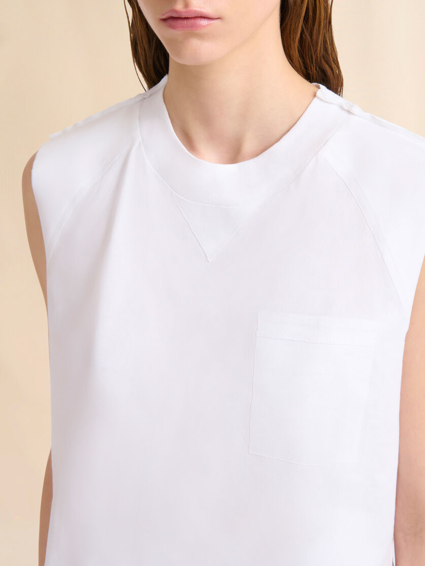 ホワイト コットン製ノースリーブT-シャツ、Trunkaroo ディテール入り - Tシャツ - Image 4