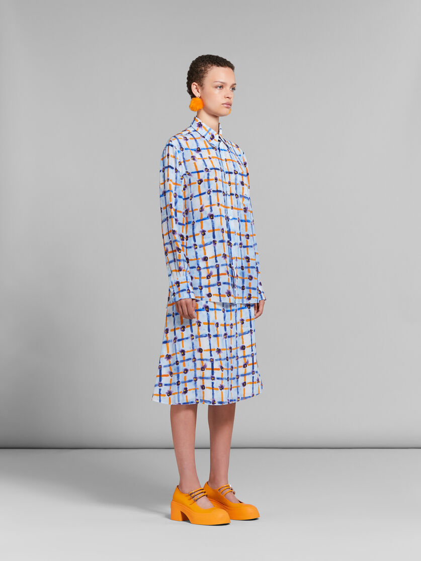 Light blue crêpe de chine midi skirt with Saraband print - Skirts - Image 5