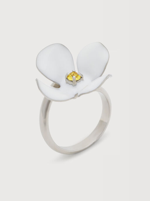 White enamel daisy ring - Rings