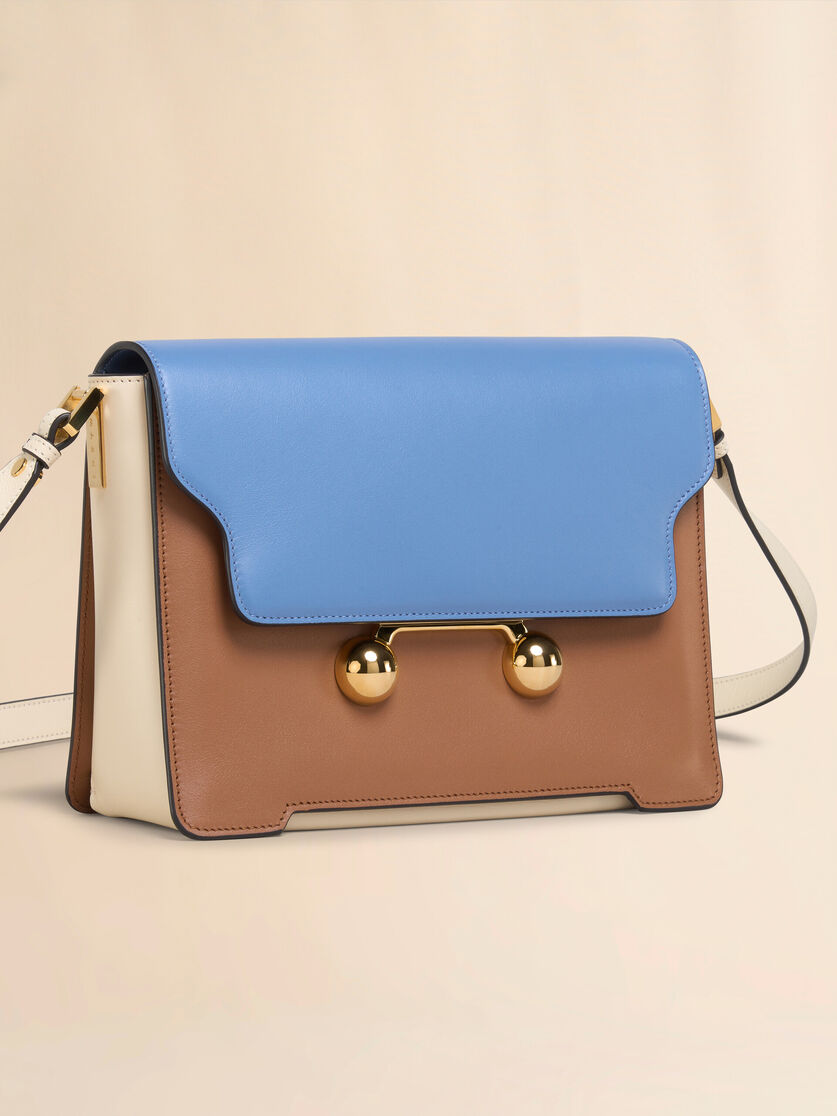 Blue, beige e light blue leather Trunkaroo medium shoulder Bag - Shoulder Bags - Image 4