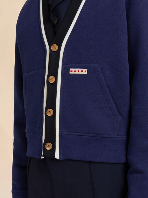 Cardigan in cotone biologico blu - Maglieria