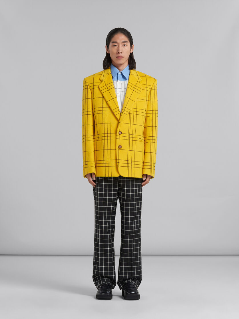 Yellow checked wool felt blazer - Jackets - Image 2