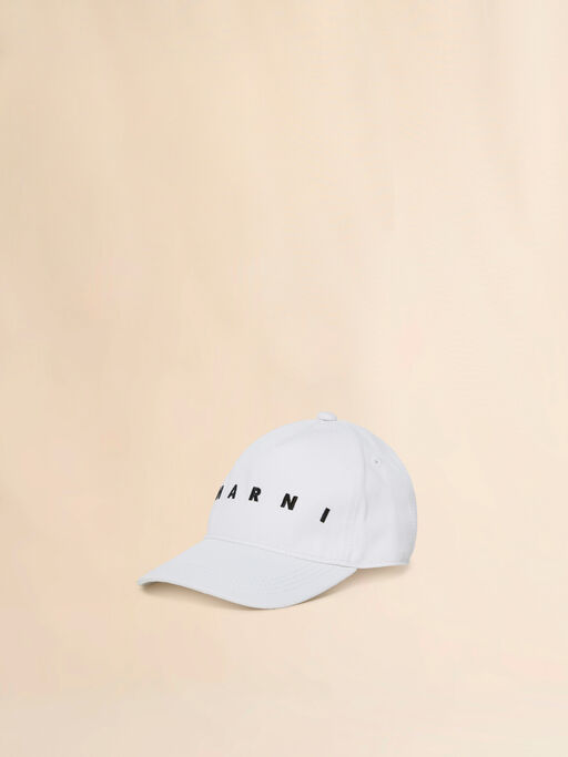 White cotton baseball cap with Marni embroidery - Caps