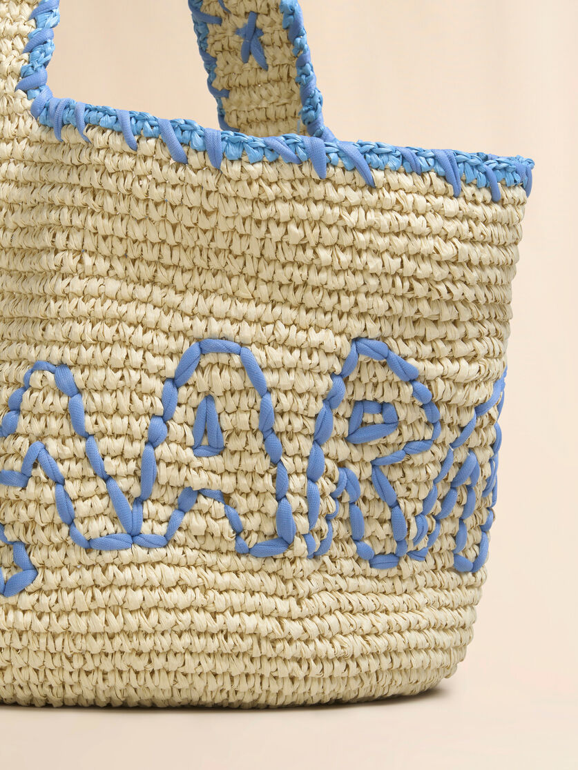 Natural raffia and blue Nassa medium hobo bag - Shoulder Bags - Image 5