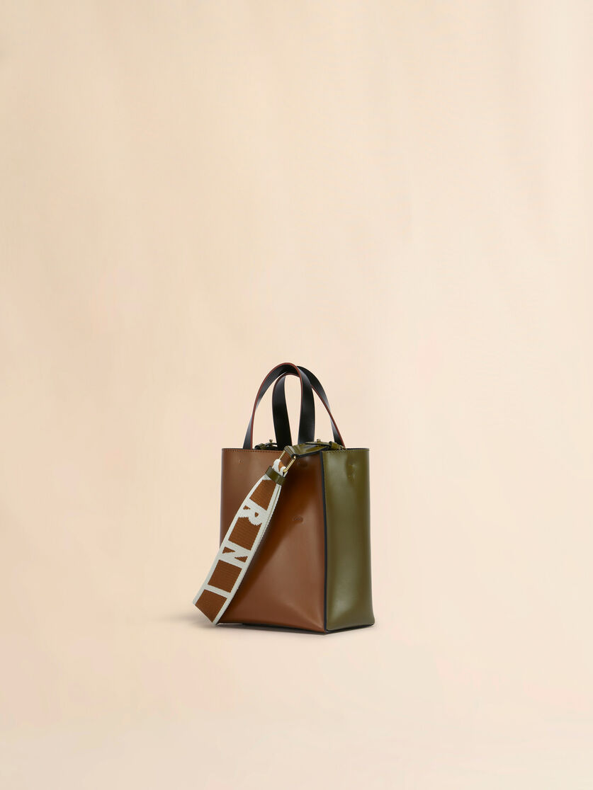 Deep green brown and black leather Museo mini bag - Shopping Bags - Image 3