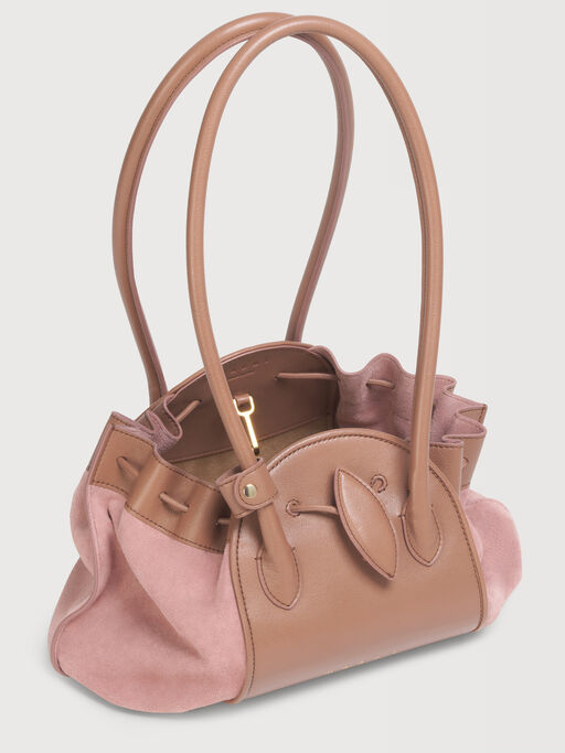 Pink leather and suede Tulipea shoulder bag - Shopping Bags