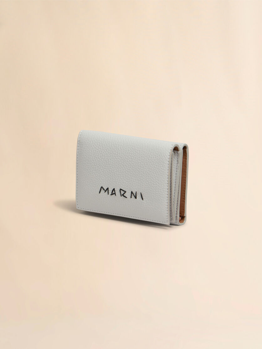 グレー レザー製 三つ折りウォレット、マルニメンディング装飾 | Marni