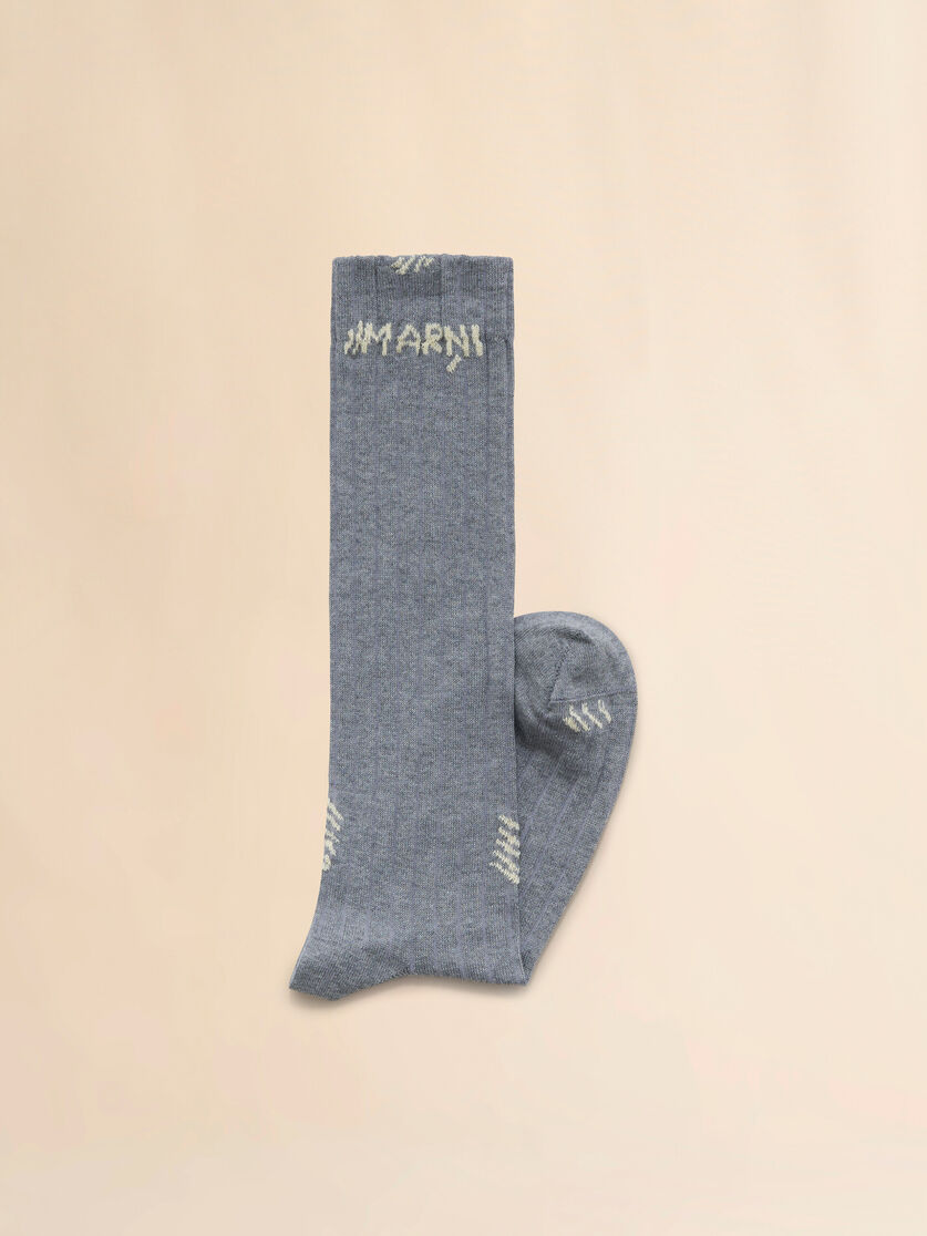 Light blue ribbed cotton socks with Marni Mending - Socks - Image 2