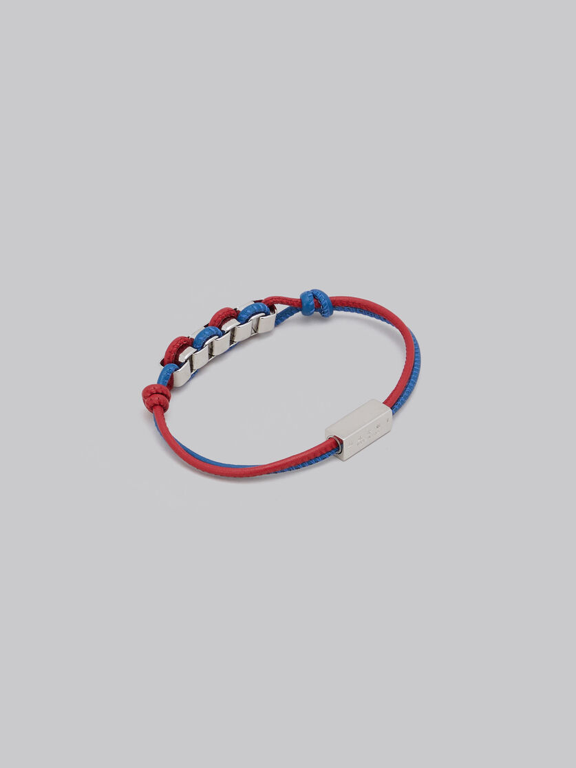 Red and blue leather bracelet with Marni logo - Bracelets - Image 3