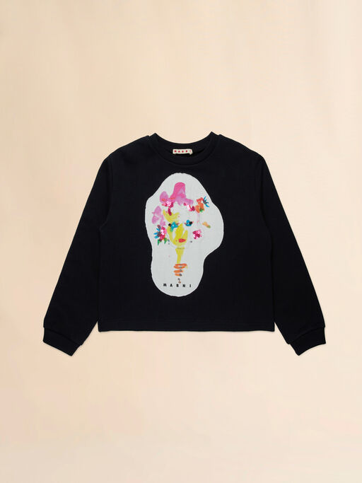 Black cotton sweatshirt with watercolour patch - Sweaters
