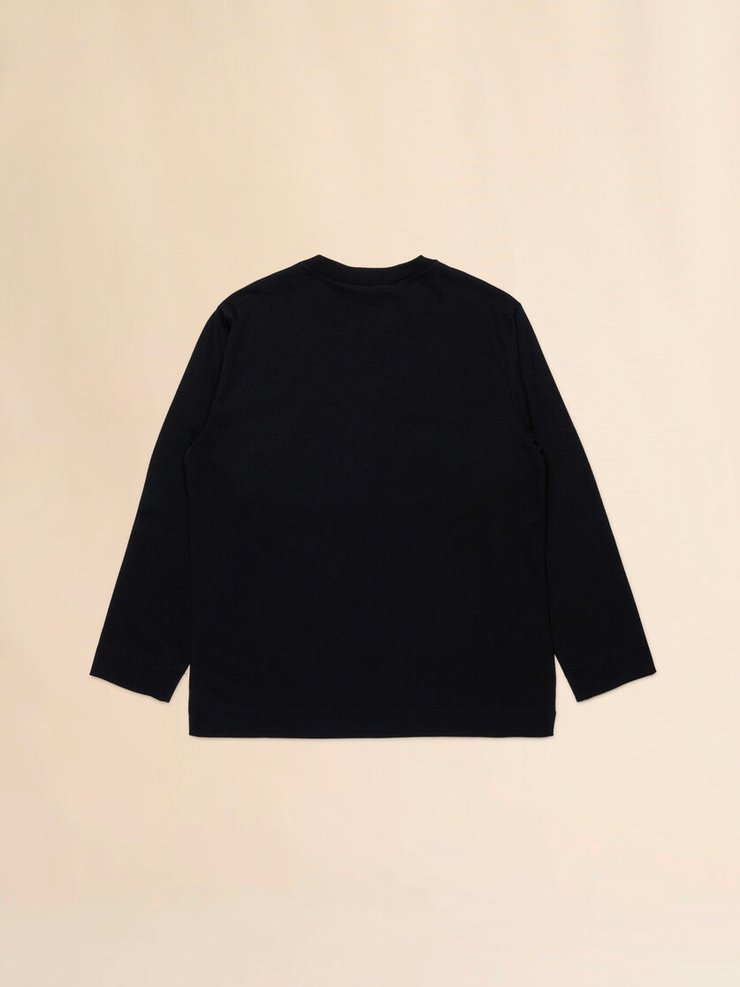 Black cotton long-sleeved T-shirt with Marni print - T-shirts - Image 2
