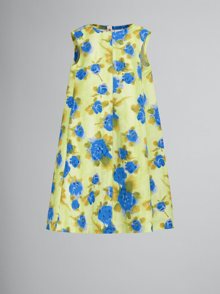 Yellow cady cocoon dress with Idyll print - Dresses - Image 1