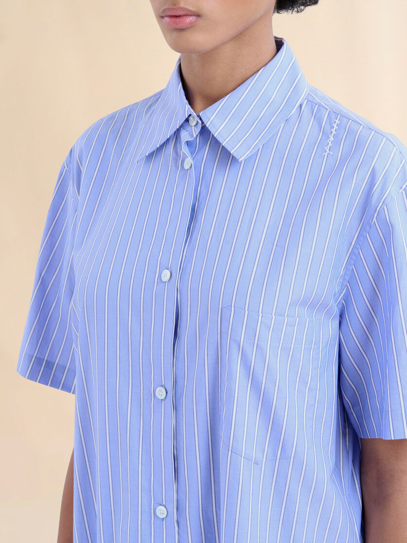 Blue cotton poplin striped shirt dress - Dresses - Image 4