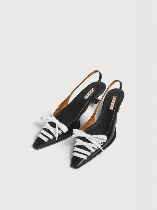 Black leather Kat slingback - Pumps