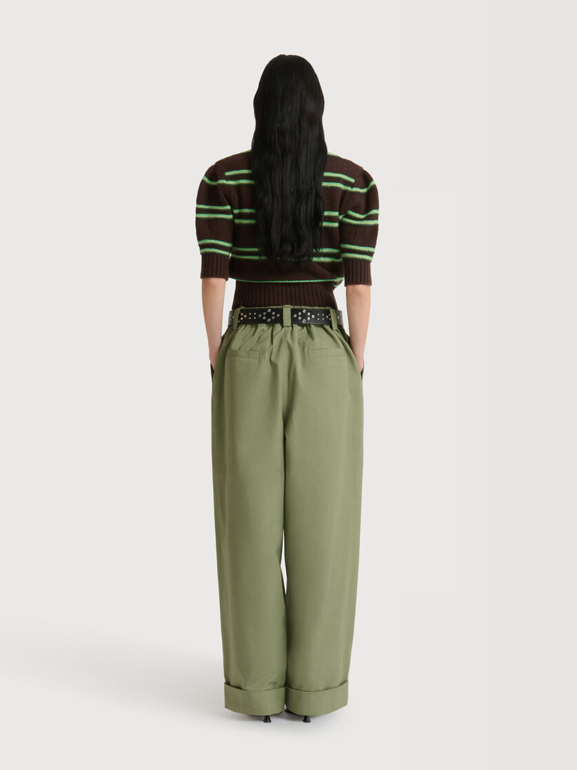 Green canvas trousers with pleats, Image 4