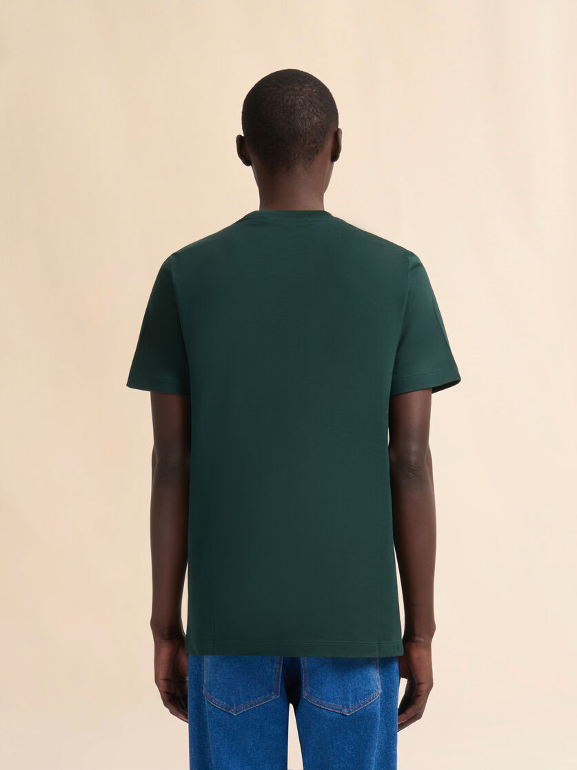 Green organic cotton T-shirt with Marni patch - Shirts - Image 3