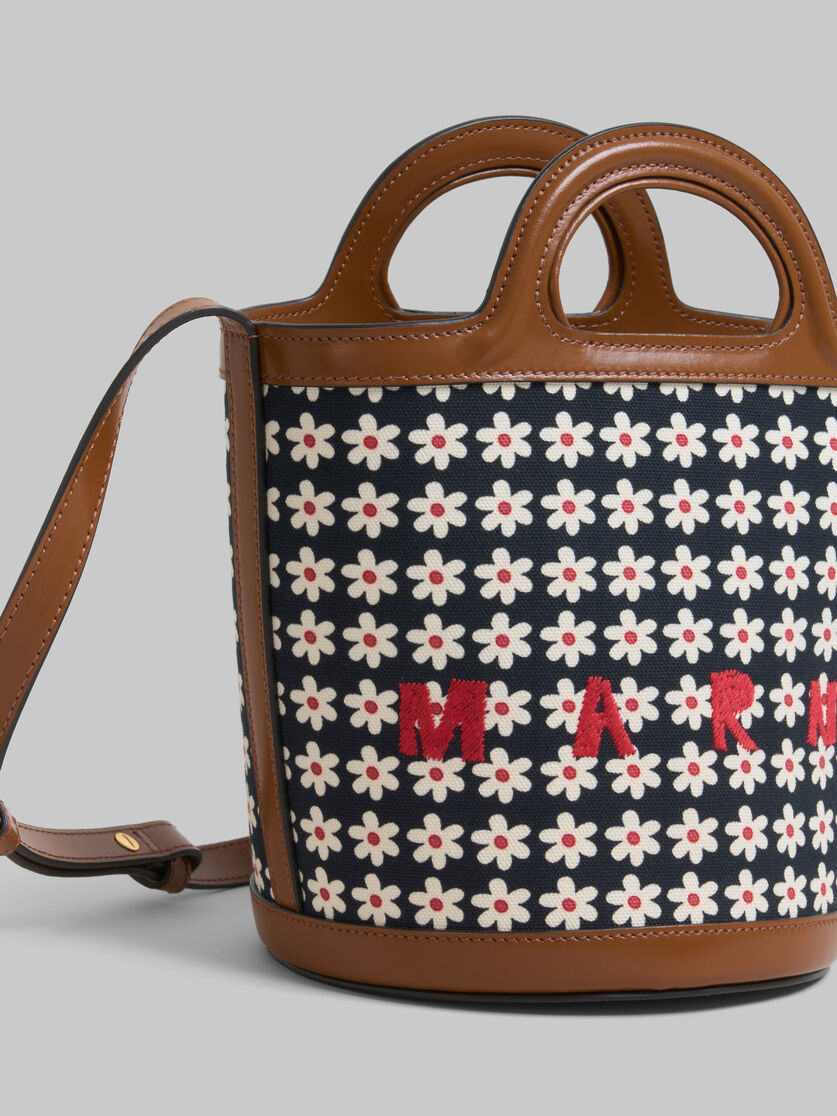 Black canvas Tropicalia Small Bucket Bag with daisy print | Marni