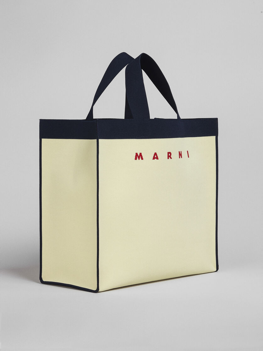 Large shopping bag in beige and blueblack jacquard - Shopping Bags - Image 3