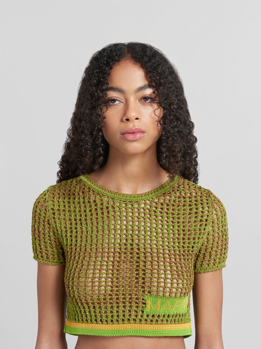 Green organic cotton net T-shirt | Marni 