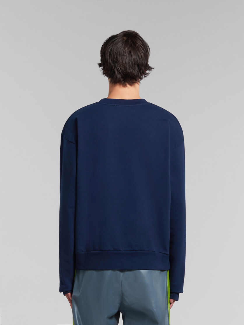 Blue organic cotton sweatshirt with patterned Marni print - Sweaters - Image 3