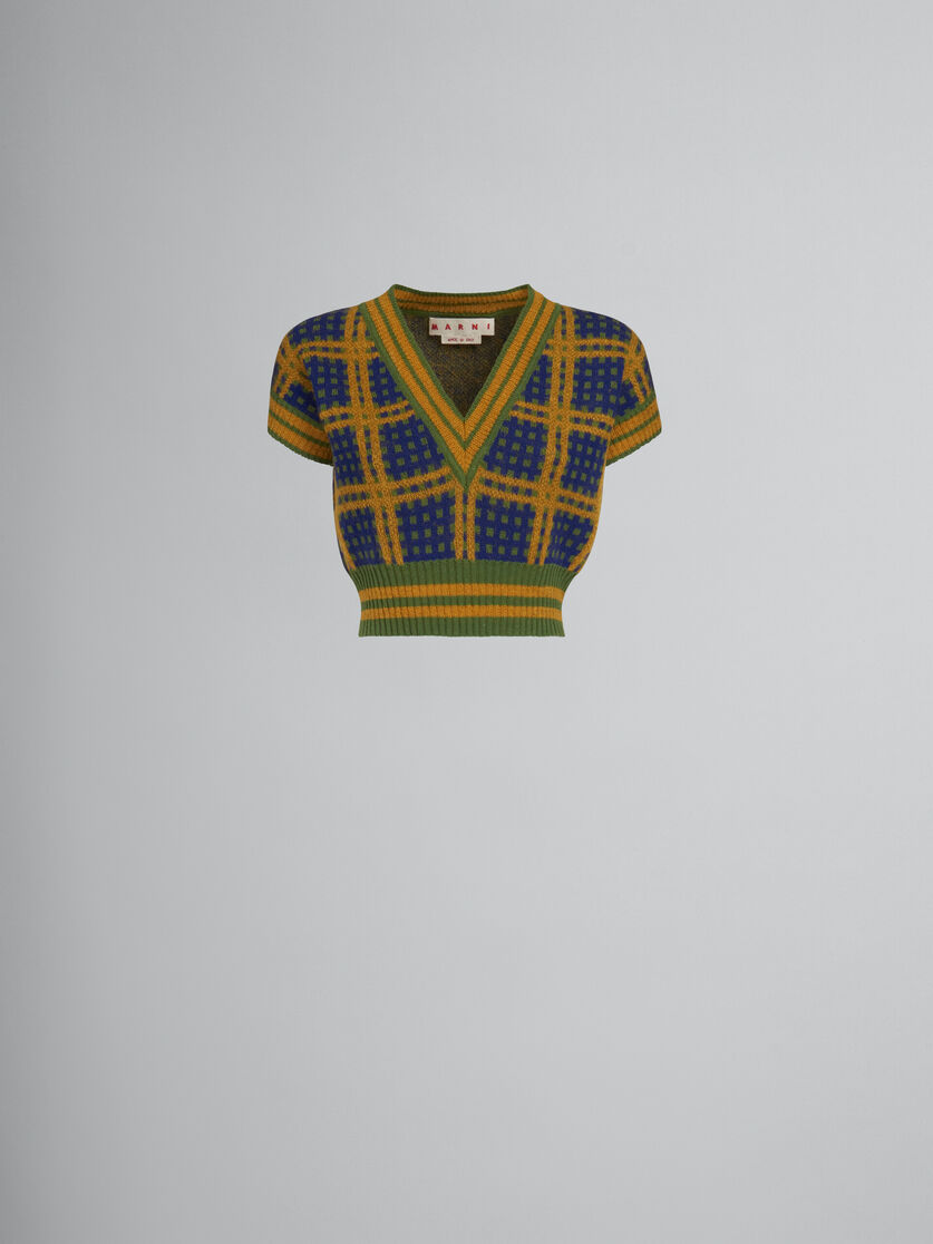 Green sleeveless jumper with '50s check - Pullovers - Image 1
