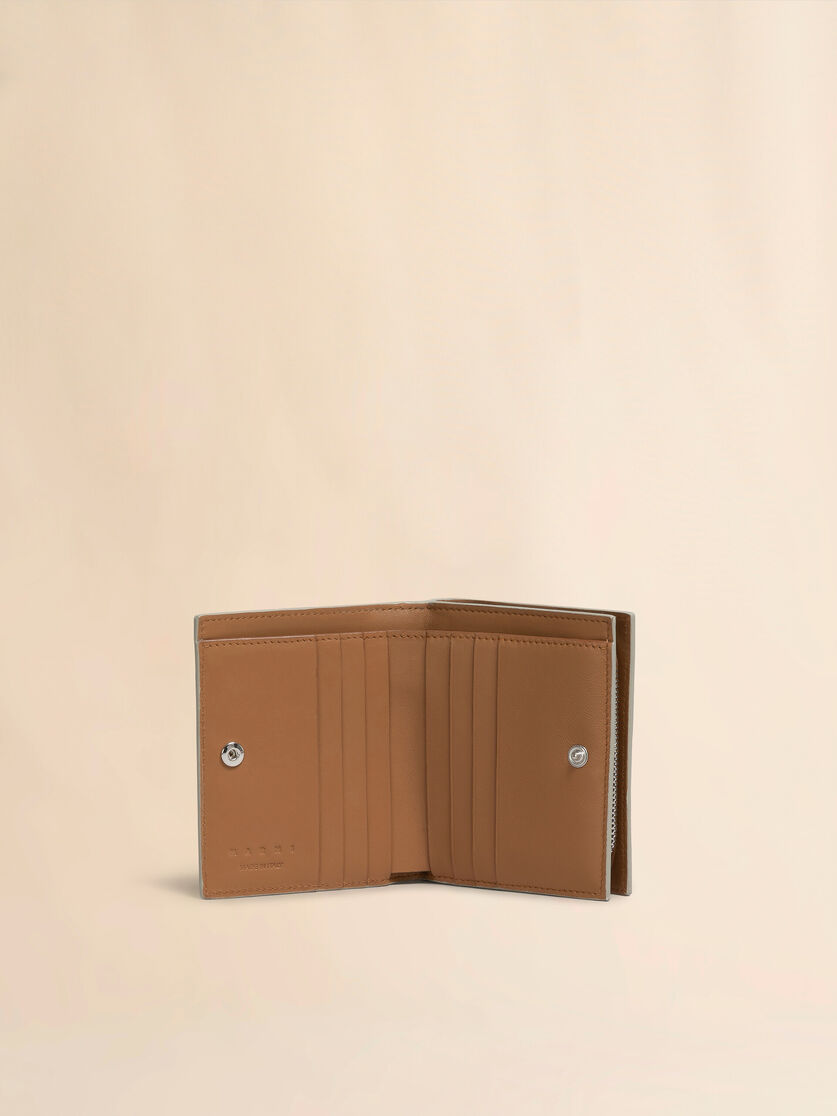 Grey leather zip-around bifold wallet with Marni Mending | Marni 
