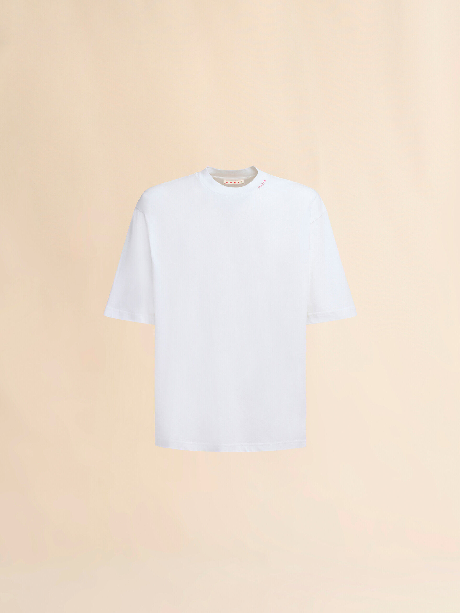 ホワイト オーガニックコットンTシャツ、マルニシンボル入り | Marni