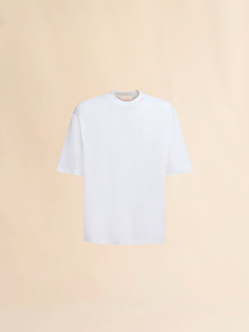 White organic cotton T-shirt with Marni Symbol - Shirts - Image 1