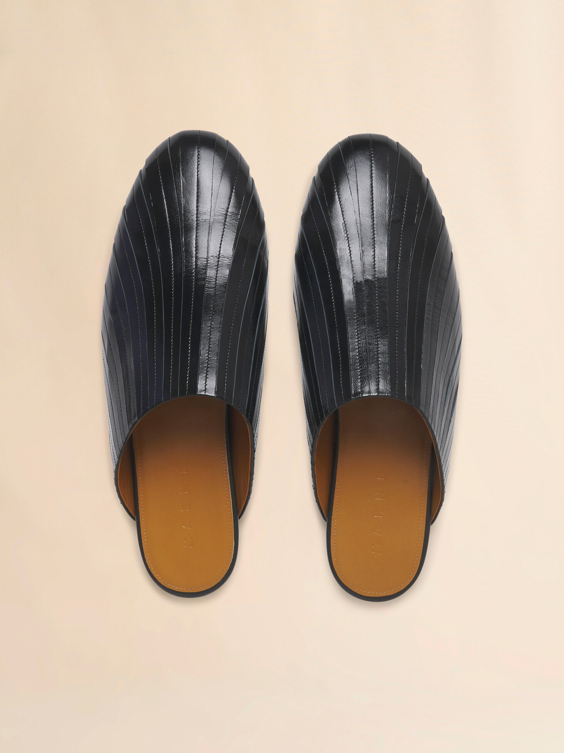 Black leather strip sabot | Marni