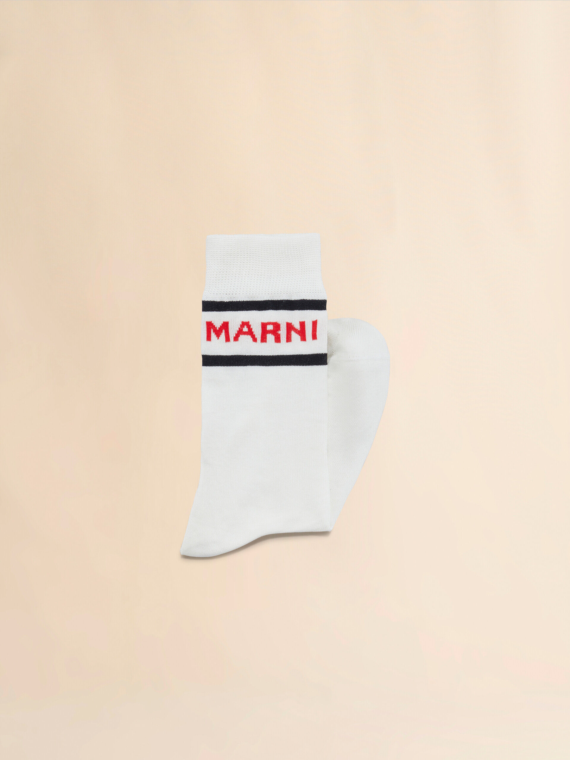 White cotton socks with logo cuffs | Marni