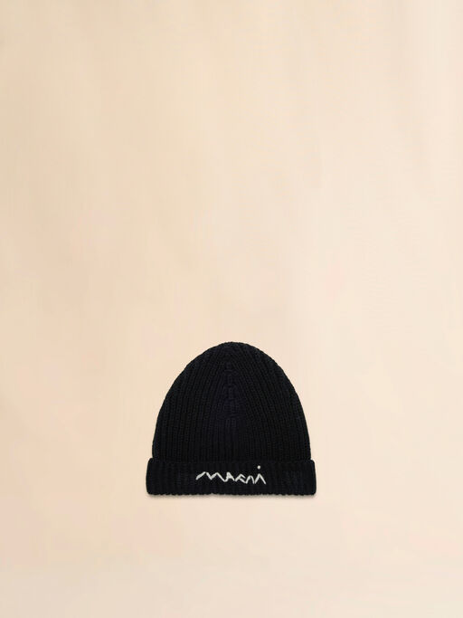 Black wool blend beanie with Marni Symbol - Caps