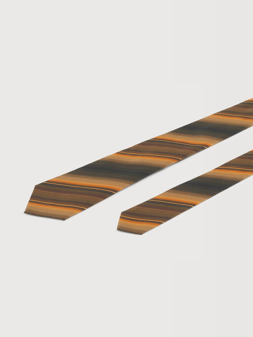 Cravatta in cotone e seta con motivo Degrad&eacute; Stripe arancione - Cravatte