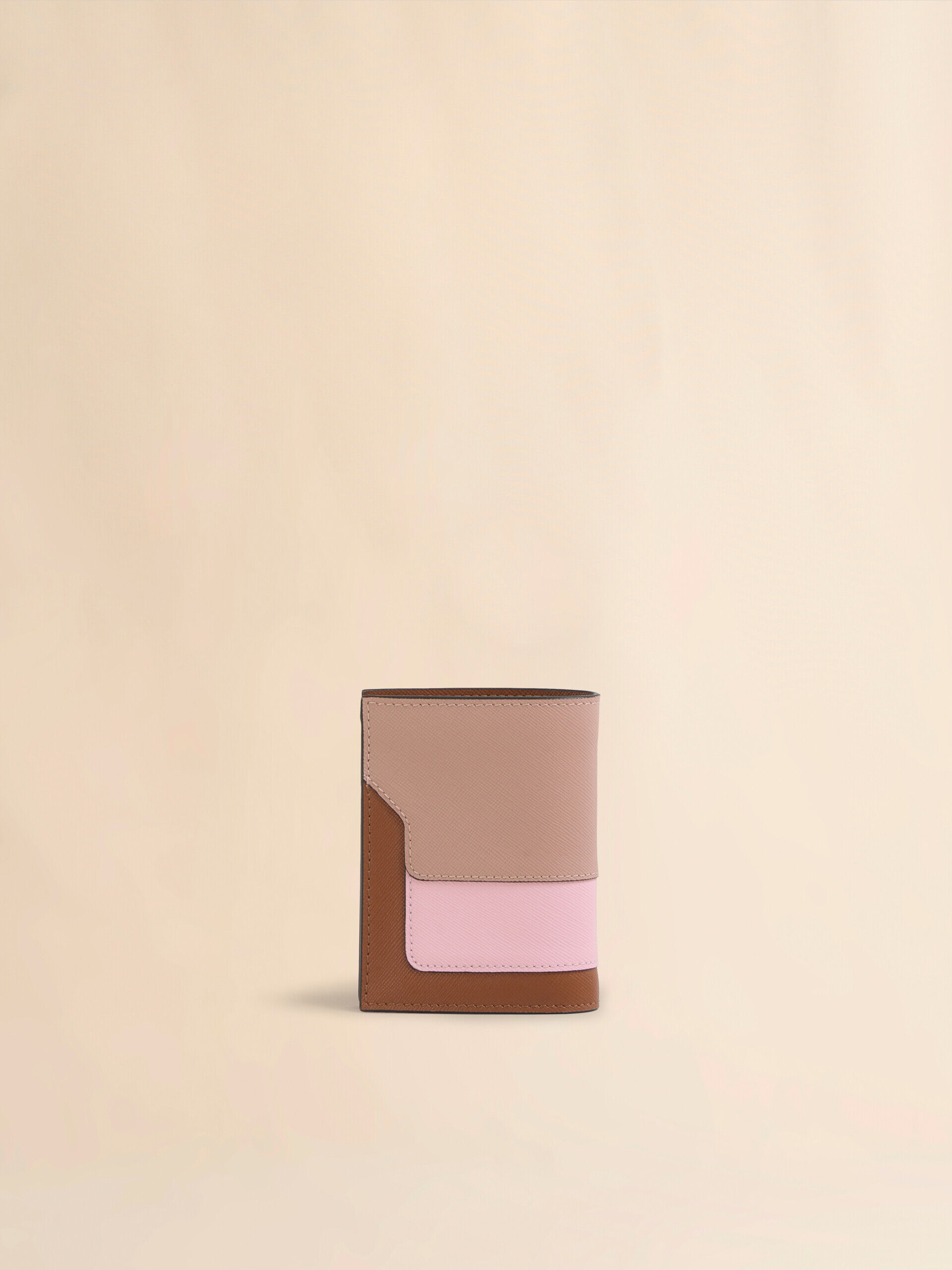 MARNI 二つ折り　財布 ピンク/ホワイト/ブラウン ダスティピンク ピンク ブラウン サフィアーノレザー製 二つ折り
