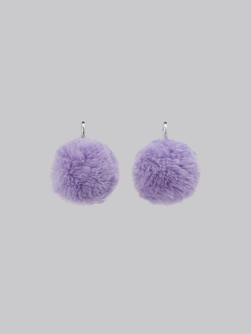 Purple fluffy pom-pom earrings - Earrings - Image 3