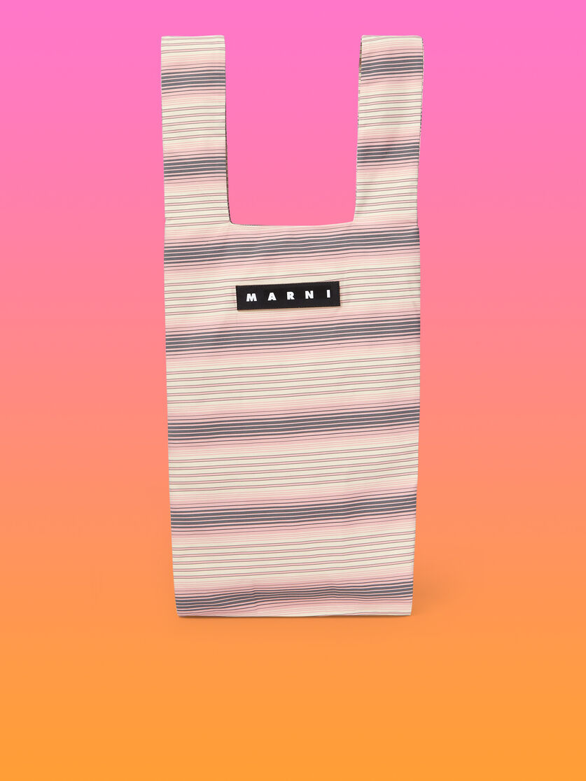 MARNI MARKET shopping bag with pink horizontal striped print - Shopping Bags - Image 1