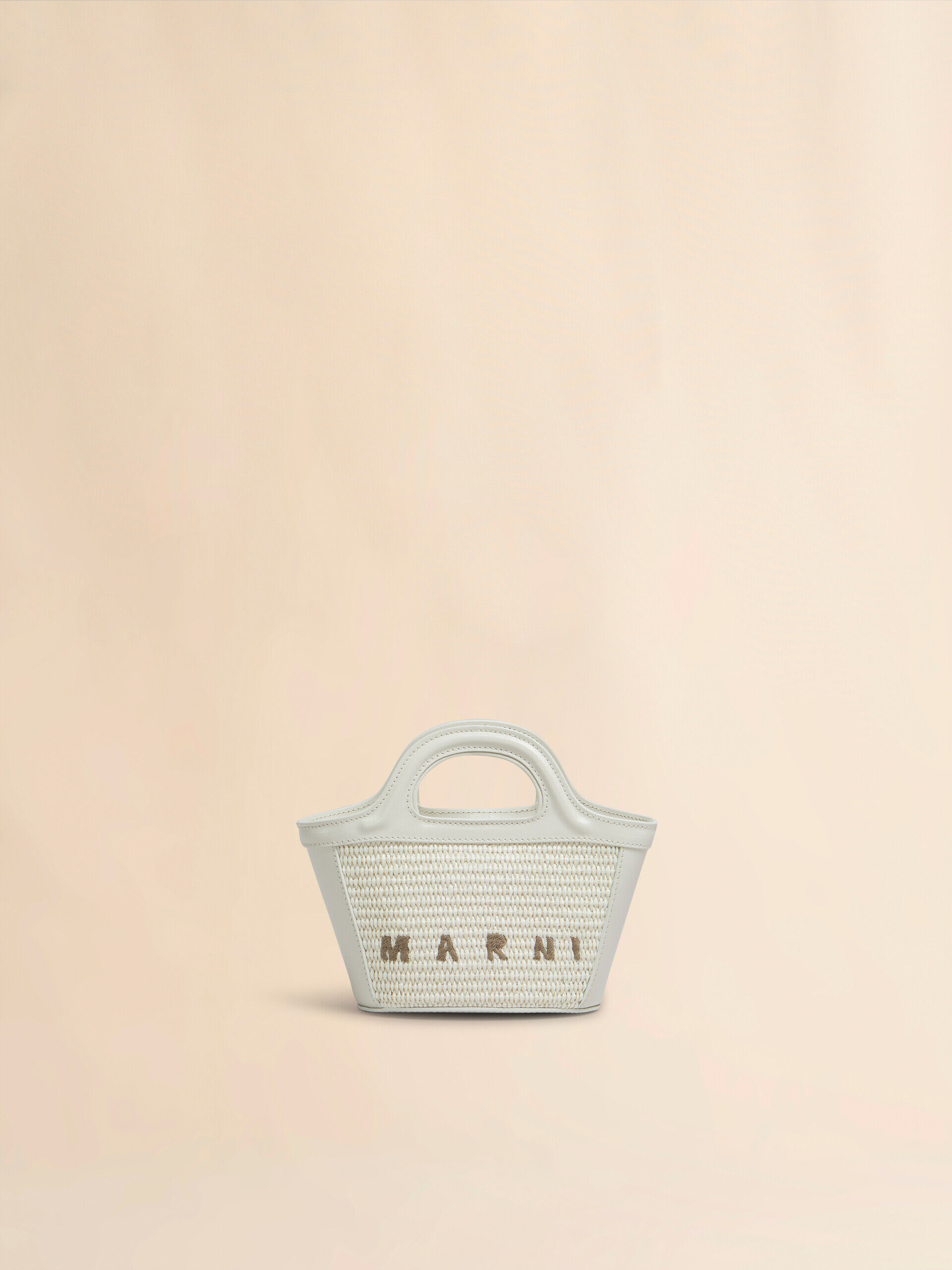 Tropicalia Micro Bag in ivory leather and raffia-effect