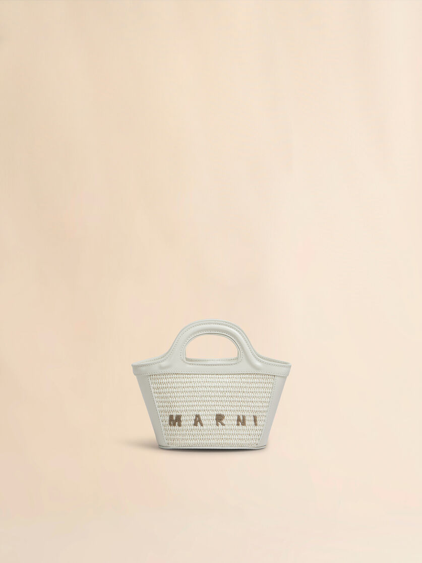 Tropicalia Bag Micro in pelle azzurra e tessuto effetto rafia - Borse a mano - Image 1