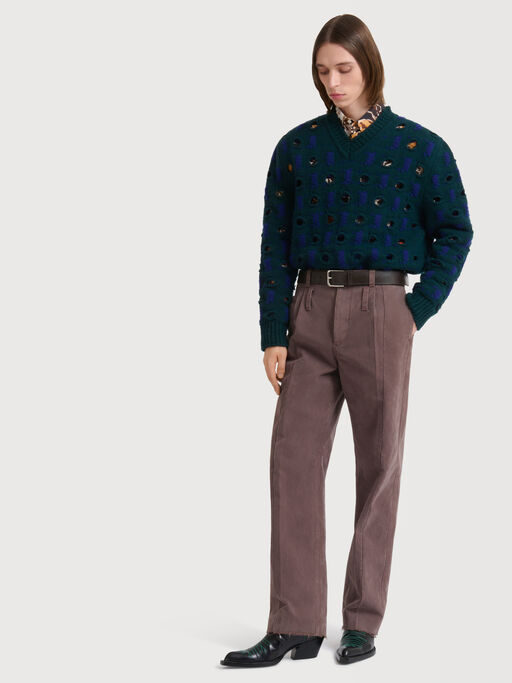 Purple drill pants with double belt loops - Pants