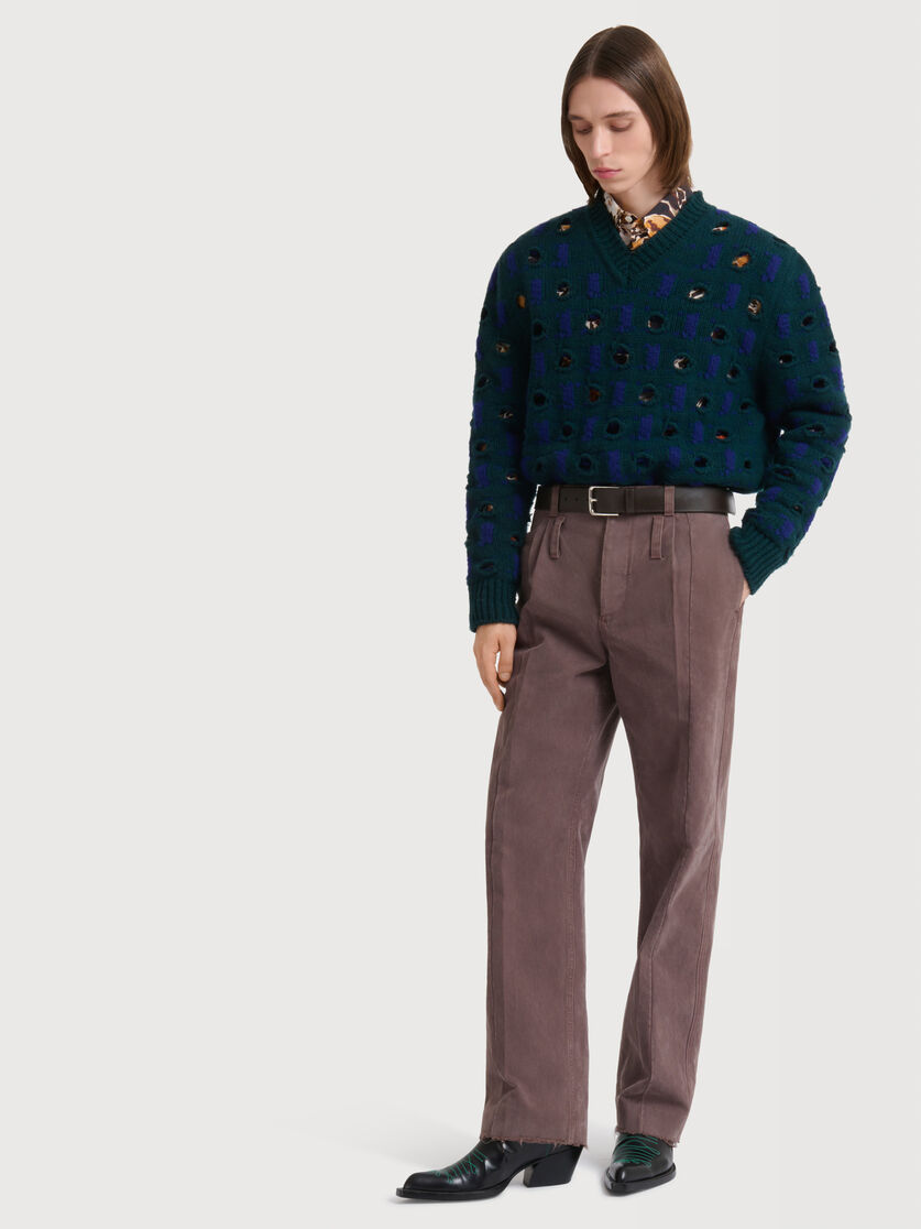 Purple drill pants with double belt loops, Image 2