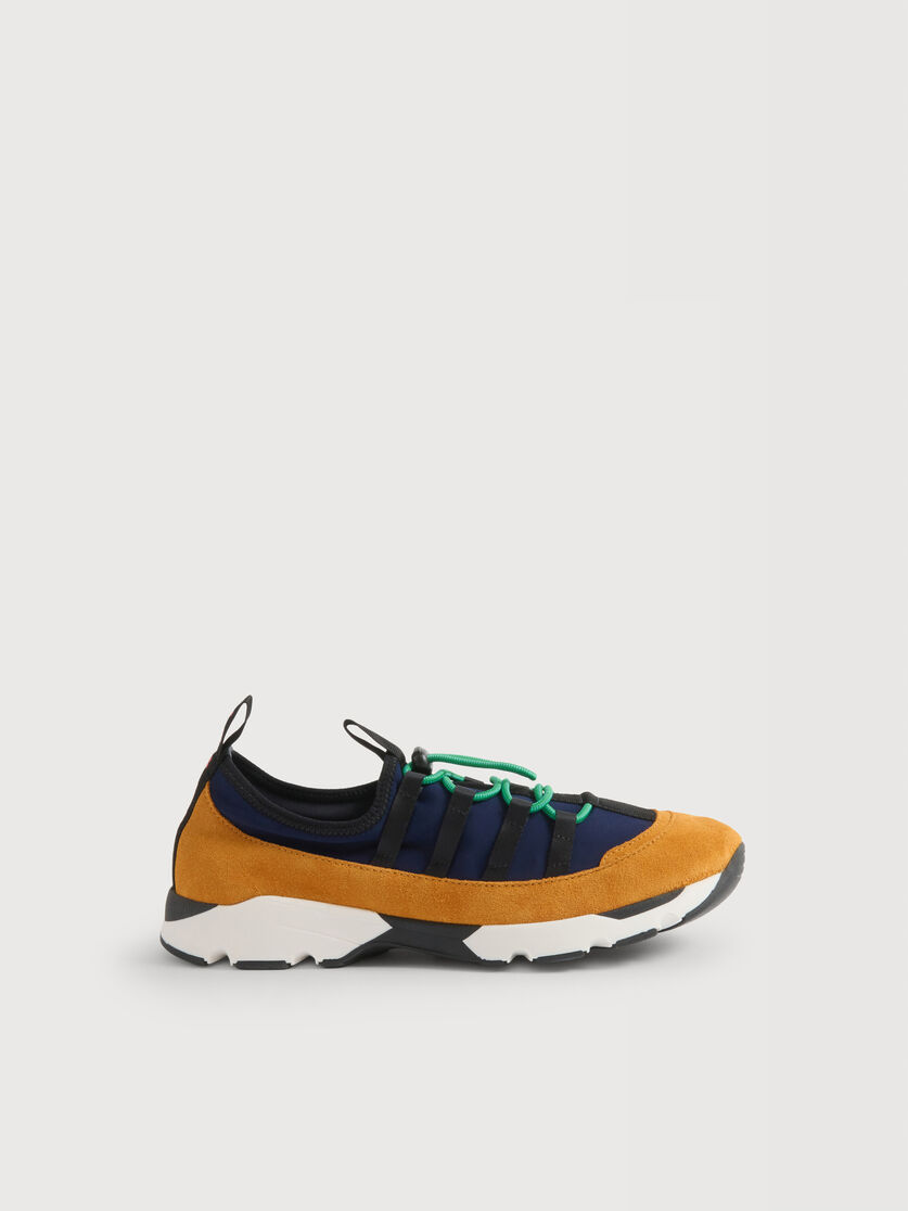 Blue and orange lycra lace-up sneaker, Image 1