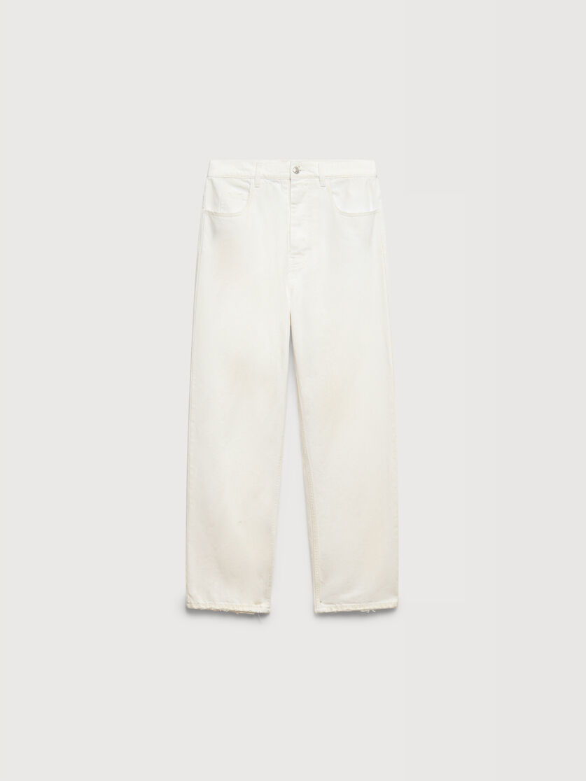 White denim workwear trousers, Image 1