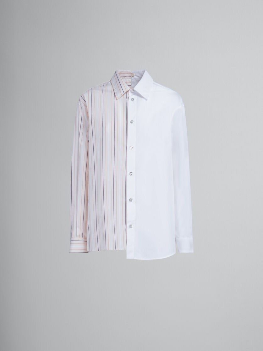 White and striped organic cotton patchwork shirt | Marni