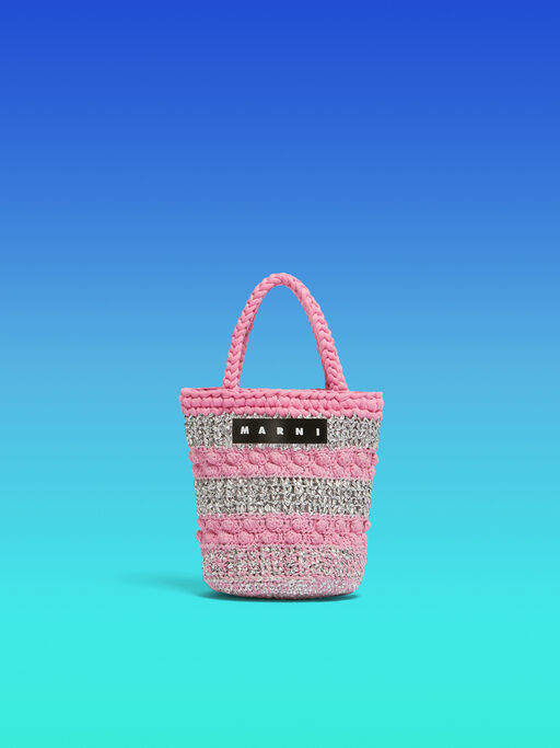 ピンク シルバー ボブルニット MARNI MARKET バケットバッグ - ショッピングバッグ