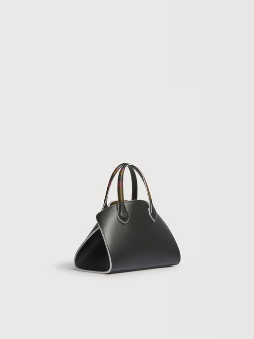 Bolso con solapa peque&ntilde;o de piel negra - Bolsos de mano