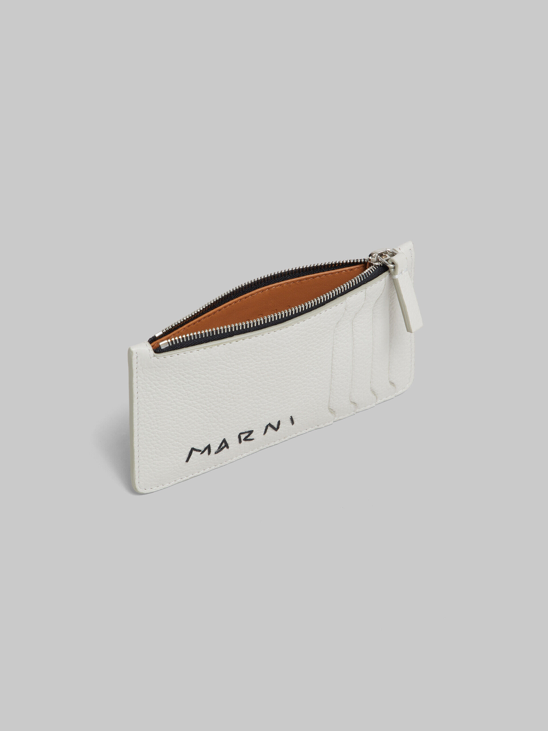 グレー レザー製 カードケース、マルニメンディング装飾 | Marni