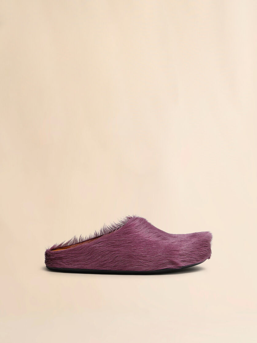 Blue long hair calfskin Fussbett sabot - Clogs - Image 1
